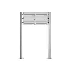 Briefkasten Manufaktur Basic | 6er Briefkastenanlage freistehend Design BASIC 385 ST-R - Waagerecht - Edelstahl V2A, geschliffen