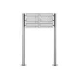 Briefkasten Manufaktur Basic | 6er Briefkastenanlage freistehend Design BASIC 385 ST-R - Waagerecht - Edelstahl V2A, geschliffen