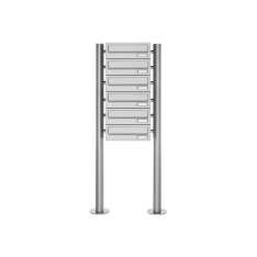Briefkasten Manufaktur Basic | 6er Briefkastenanlage freistehend Design BASIC 385 ST-R - Edelstahl V2A, geschliffen