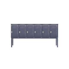 Briefkasten Manufaktur Basic | 6er Briefkastenanlage freistehend BASIC 863 ST-Q mit 6x Paketfach -6x Briefkasten in RAL 7016