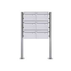 Briefkasten Manufaktur Basic | 6er 3x2 Edelstahl Standbriefkasten Design BASIC Plus 385 220 X ST R - Edelstahl V2A