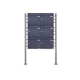 Briefkasten Manufaktur Basic | 6er 3x2 Edelstahl Standbriefkasten Design BASIC Plus 381X ST-R - RAL nach Wahl 100mm Tiefe