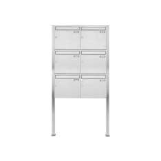 Briefkasten Manufaktur Basic | 6er 3x2 Edelstahl Standbriefkasten Design BASIC 384 ST-Q 100mm Tiefe