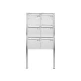 Briefkasten Manufaktur Basic | 6er 3x2 Edelstahl Standbriefkasten Design BASIC 384 ST-Q 100mm Tiefe