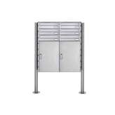 Briefkasten Manufaktur Basic | 6er 3x2 Edelstahl Paketbriefkasten freistehend BASIC 863 ST-R mit Paketfach 550x370
