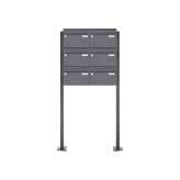 Briefkasten Manufaktur Basic | 6er 3x2 Edelstahl Briefkastenanlage freistehend Design BASIC Plus 385XP ST-T - RAL nach Wahl