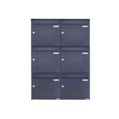 Briefkasten Manufaktur Basic | 6er 3x2 Edelstahl Aufputz Briefkasten Design BASIC Plus 382XA AP - RAL nach Wahl 100mm Tiefe