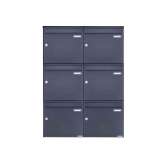 Briefkasten Manufaktur Basic | 6er 3x2 Edelstahl Aufputz Briefkasten Design BASIC Plus 382XA AP - RAL nach Wahl 100mm Tiefe