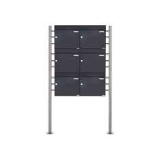 Briefkasten Manufaktur Basic | 6er 3x2 Briefkastenanlage freistehend Design BASIC 381 ST-R - RAL 7016 anthrazitgrau 100mm Tiefe