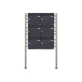 Briefkasten Manufaktur Basic | 6er 3x2 Briefkastenanlage freistehend Design BASIC 381 ST-R - RAL 7016 anthrazitgrau 100mm Tiefe