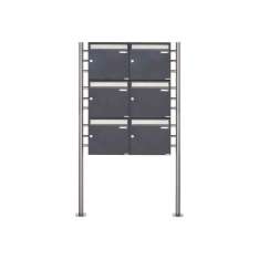 Briefkasten Manufaktur Basic | 6er 3x2 Briefkastenanlage freistehend Design BASIC 381 ST-R - Edelstahl-RAL 7016 anthrazitgrau 10