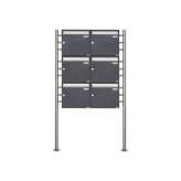 Briefkasten Manufaktur Basic | 6er 3x2 Briefkastenanlage freistehend Design BASIC 381 ST-R - Edelstahl-RAL 7016 anthrazitgrau 10