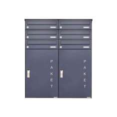 Briefkasten Manufaktur Basic | 6er 3x2 Aufputz Paketbriefkasten BASIC 863 AP mit Paketfach 550x370 in RAL 7016 anthrazitgrau