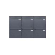 Briefkasten Manufaktur Basic | 6er 2x3 Zaunbriefkasten Design BASIC 382Z - RAL 7016 anthrazitgrau - Entnahme rückseitig
