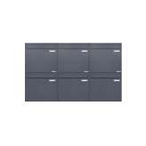 Briefkasten Manufaktur Basic | 6er 2x3 Zaunbriefkasten Design BASIC 382Z - RAL 7016 anthrazitgrau - Entnahme rückseitig