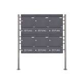 Briefkasten Manufaktur Basic | 6er 2x3 Standbriefkasten Design BASIC 381 ST-R mit Zeitungsfach geschlossen - RAL 7016 anthrazitg