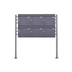 Briefkasten Manufaktur Basic | 6er 2x3 Standbriefkasten Design BASIC 381 ST-R - DB703 eisenglimmer 100mm Tiefe