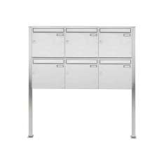 Briefkasten Manufaktur Basic | 6er 2x3 Edelstahl Standbriefkasten Design BASIC 384 ST-Q 100mm Tiefe
