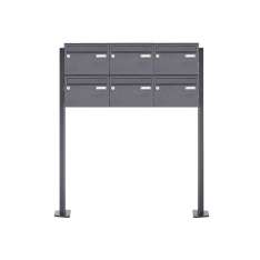 Briefkasten Manufaktur Basic | 6er 2x3 Edelstahl Briefkastenanlage freistehend Design BASIC Plus 385XP ST-T - RAL nach Wahl