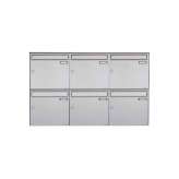 Briefkasten Manufaktur Basic | 6er 2x3 Edelstahl Aufputz Briefkasten Design BASIC Plus 382XA AP - Edelstahl V2A geschliffen 100m