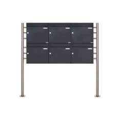 Briefkasten Manufaktur Basic | 6er 2x3 Briefkastenanlage freistehend Design BASIC 381 ST-R - RAL 7016 anthrazitgrau 100mm Tiefe