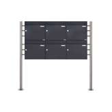 Briefkasten Manufaktur Basic | 6er 2x3 Briefkastenanlage freistehend Design BASIC 381 ST-R - RAL 7016 anthrazitgrau 100mm Tiefe