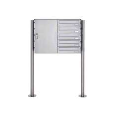 Briefkasten Manufaktur Basic | 5er Edelstahl Paketbriefkasten freistehend BASIC 863 ST-R mit Paketfach 550x370 Rechts