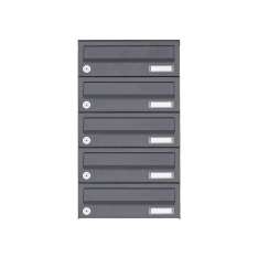 Briefkasten Manufaktur Basic | 5er Edelstahl Aufputz Briefkastenanlage Design BASIC Plus 385XA AP - RAL nach Wahl