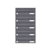 Briefkasten Manufaktur Basic | 5er Edelstahl Aufputz Briefkastenanlage Design BASIC Plus 385XA AP - RAL nach Wahl