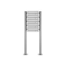Briefkasten Manufaktur Basic | 5er Briefkastenanlage freistehend Design BASIC 385 ST-R - Edelstahl V2A, geschliffen