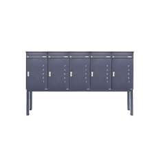 Briefkasten Manufaktur Basic | 5er Briefkastenanlage freistehend BASIC 863 ST-Q mit 5x Paketfach -5x Briefkasten in RAL 7016