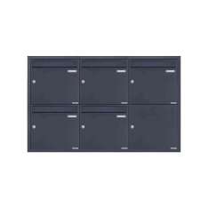 Briefkasten Manufaktur Basic | 5er 3x2 Edelstahl Unterputz Briefkastenanlage BASIC Plus 382XU UP - RAL nach Wahl - 5 Parteien 10