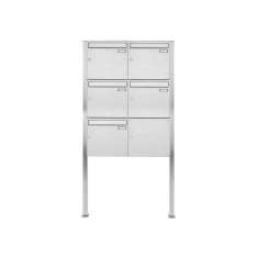 Briefkasten Manufaktur Basic | 5er 3x2 Edelstahl Standbriefkasten Design BASIC 384 ST-Q 100mm Tiefe