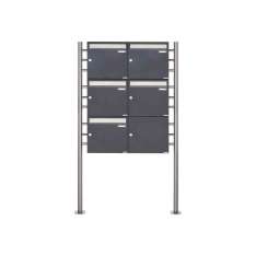 Briefkasten Manufaktur Basic | 5er 3x2 Briefkastenanlage freistehend Design BASIC 381 ST-R - Edelstahl-RAL 7016 anthrazitgrau 10