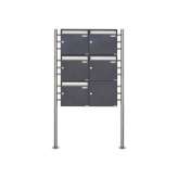 Briefkasten Manufaktur Basic | 5er 3x2 Briefkastenanlage freistehend Design BASIC 381 ST-R - Edelstahl-RAL 7016 anthrazitgrau 10