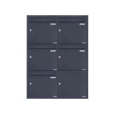 Briefkasten Manufaktur Basic | 5er 2x3 Edelstahl Unterputz Briefkastenanlage BASIC Plus 382XU UP - RAL nach Wahl - 5 Parteien 10