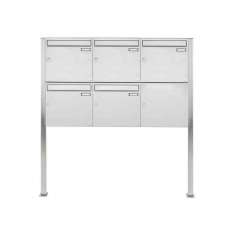 Briefkasten Manufaktur Basic | 5er 2x3 Edelstahl Standbriefkasten Design BASIC 384 ST-Q 100mm Tiefe