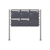 Briefkasten Manufaktur Basic | 5er 2x3 Briefkastenanlage freistehend Design BASIC 381 ST-R - Edelstahl-RAL 7016 anthrazitgrau 10