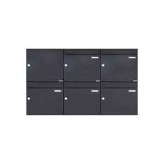 Briefkasten Manufaktur Basic | 5er 2x3 Aufputz Briefkasten Design BASIC 382A AP - RAL 7016 anthrazitgrau Links oben 100mm Tiefe