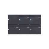 Briefkasten Manufaktur Basic | 5er 2x3 Aufputz Briefkasten Design BASIC 382A AP - RAL 7016 anthrazitgrau Links oben 100mm Tiefe
