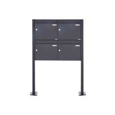 Briefkasten Manufaktur Basic | 4er Standbriefkasten Design BASIC 380 ST-T - RAL 7016 anthrazitgrau 100mm Tiefe