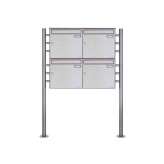 Briefkasten Manufaktur Basic | 4er Edelstahl Standbriefkasten Design BASIC Plus 381X ST R - Edelstahl V2A geschliffen 100mm Tief