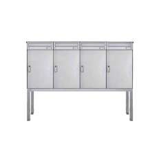 Briefkasten Manufaktur Basic | 4er Edelstahl Briefkastenanlage freistehend BASIC 863B ST-Q - 4x Paketfach - 4x Briefkasten