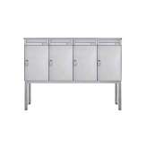 Briefkasten Manufaktur Basic | 4er Edelstahl Briefkastenanlage freistehend BASIC 863B ST-Q - 4x Paketfach - 4x Briefkasten