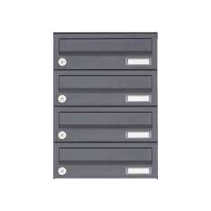 Briefkasten Manufaktur Basic | 4er Edelstahl Aufputz Briefkastenanlage Design BASIC Plus 385XA AP - RAL nach Wahl