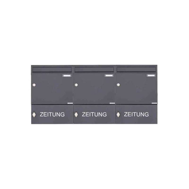 Basic | 3er Aufputz Briefkasten Design BASIC 382A AP mit Zeitungsfach ...