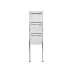 Briefkasten Manufaktur Basic | 3er 3x1 Edelstahl Standbriefkasten Design BASIC 384 ST-Q 100mm Tiefe