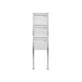 Briefkasten Manufaktur Basic | 3er 3x1 Edelstahl Standbriefkasten Design BASIC 384 ST-Q 100mm Tiefe