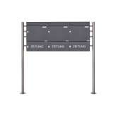 Briefkasten Manufaktur Basic | 3er 1x3 Standbriefkasten Design BASIC 381 ST-R mit Zeitungsfach geschlossen - RAL 7016 anthrazitg