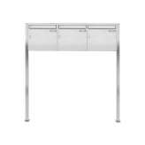 Briefkasten Manufaktur Basic | 3er 1x3 Edelstahl Standbriefkasten Design BASIC 384 ST-Q 100mm Tiefe
